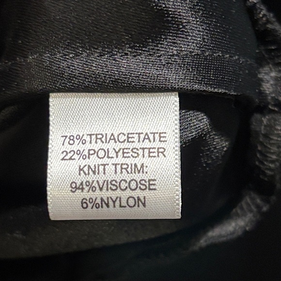 St. John Satin Black Blouse Knit Trim Cowl Neck Dolman Sleeve Top Size Medium - Picture 15 of 16